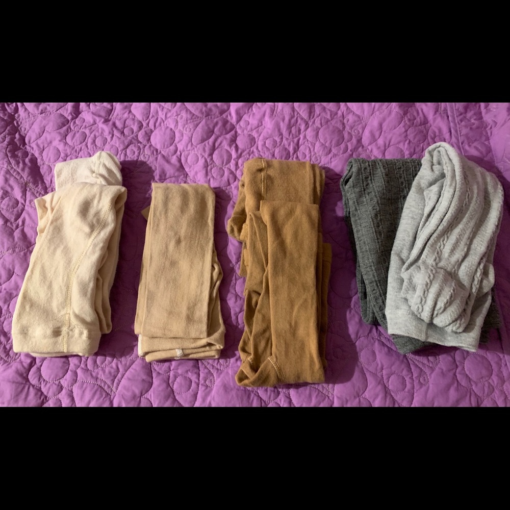 7 Cotton knit tights, 5/6 in various Fall colors